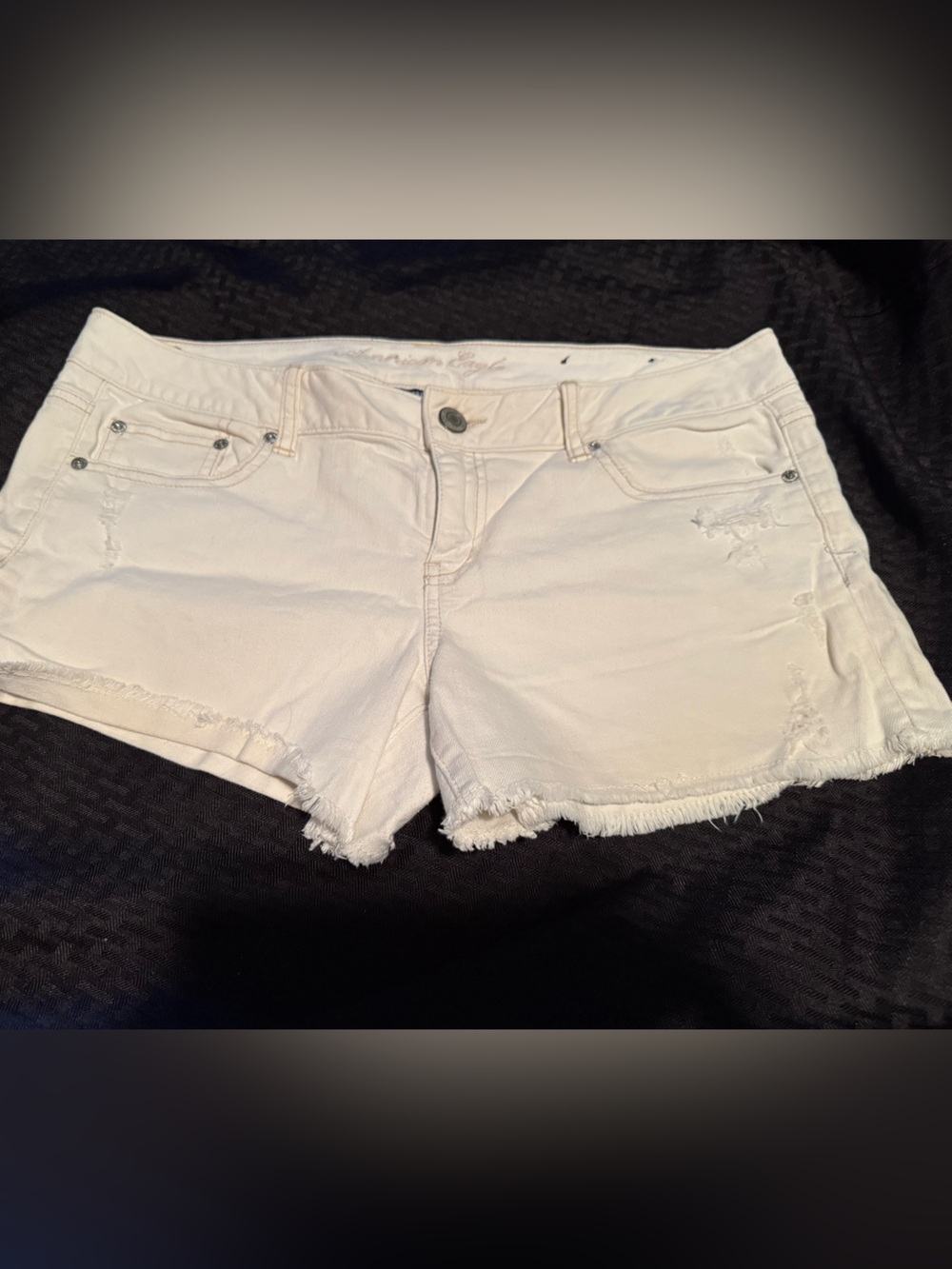 American Eagle Outfitters White Frayed Hem Denim Shorts